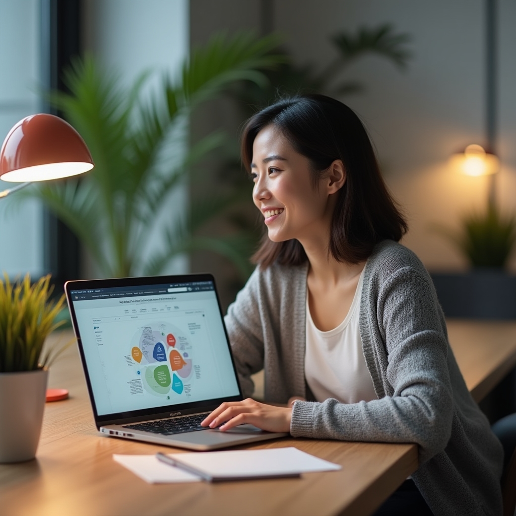 Persoană lucrând la un infografic folosind un instrument gratuit pe laptop